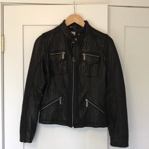 MICHAEL Michael Kors leather Moto Jacket, Black, M